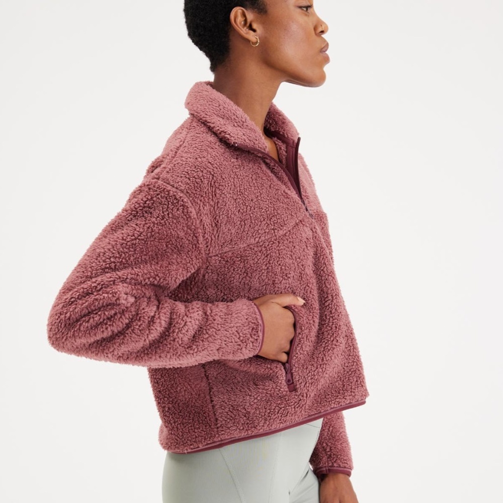 GIRLFRIEND COLLECTIVE Recycled Half-Zip Fleece in Plume NWT - Picture 2 of 5